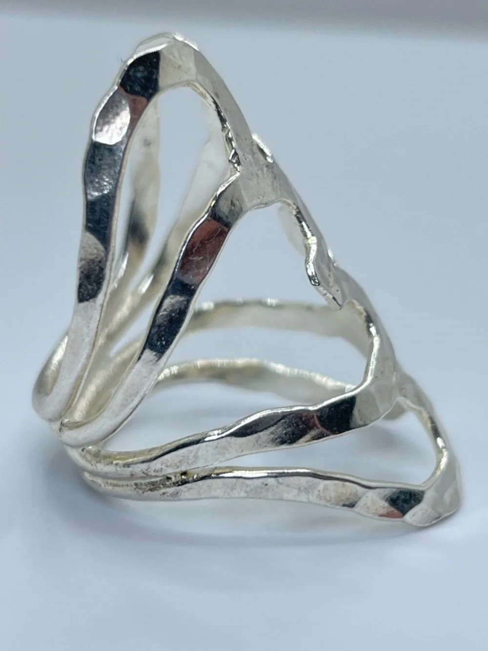 Vintage Taxco Silver Butterfly Wings Abstract Openwork Boho Statement Ring Sz 9